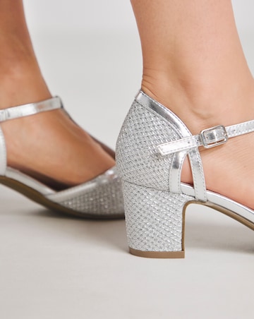 Dolores Low Block Heel T Bar Shoes - Extra Wide Fit (EEE)