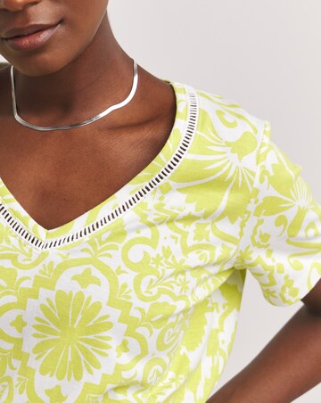 Lime Print Short Sleeve Bubble Hem Top