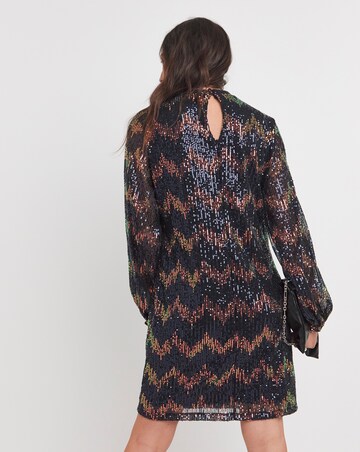 Ombre Sequin Keyhole Short Dress