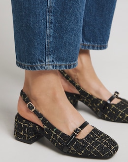Heavenly Soles Analise Block Heel Slingback Mary Jane - Wide Fit (E)
