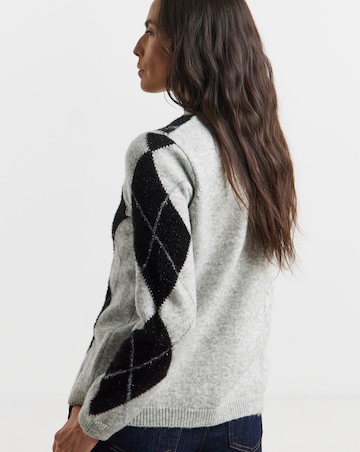 Mono Sparkle Argyle Cardigan