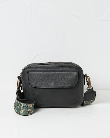 Fatface Oslo Leather Black Camera Bag