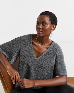 Glitter Knit Angel Sleeve Top