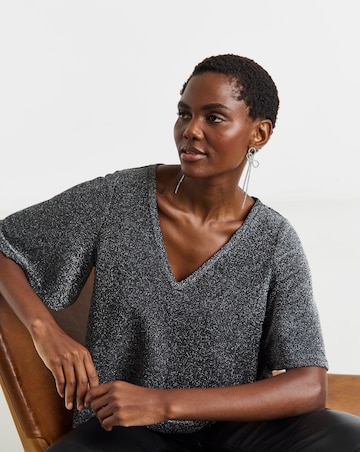 Glitter Knit Angel Sleeve Top