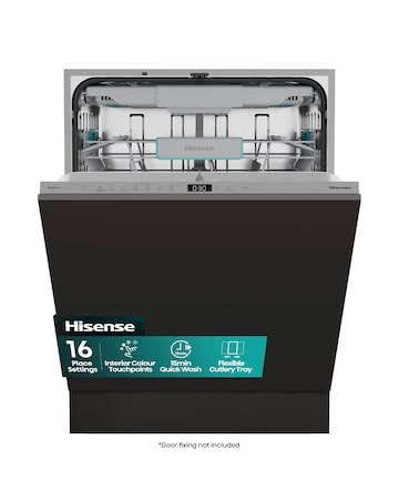 Hisense HV16CUK Fully Integrated Full Size Dishwasher 16 Place Settings Black