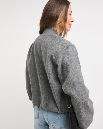 Grey Wool Like Bomber Jacket