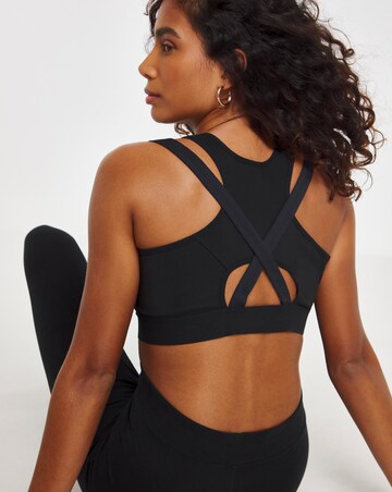 Figleaves Two Layer Zip Front Sports Bra (B-F) Black