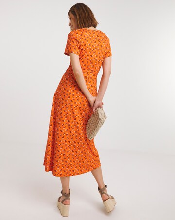 Joe Browns Orange Ditsy Floral Midi Dress