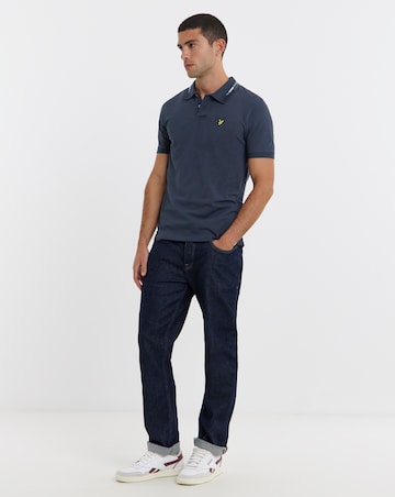 Lyle & Scott Short Sleeve Striped Tipped Polo - Navy