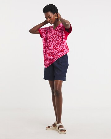 Woven Front V Neck Longline Top