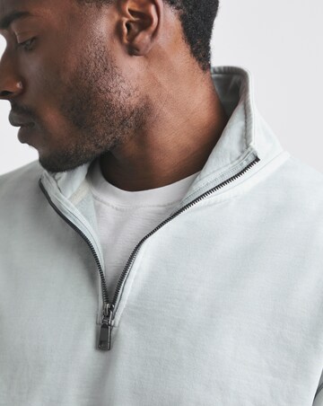 Union Garment Dyed Relaxed Fit 1/4 Zip Sweat- Steel Blue