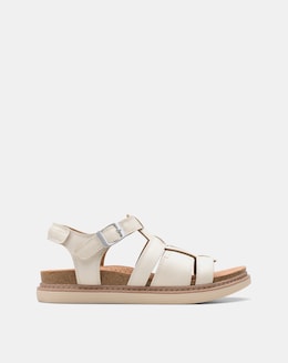 Clarks White Arwell Sun Strappy Sandal -Wide Fit (E)