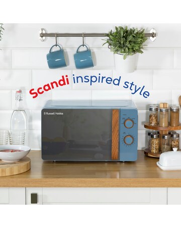 Russell Hobbs 17 Litre Blue Manual Microwave Wood Effect