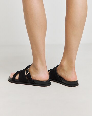 Anthology Cicero Suede Lasercut Detail Footbed Sandals - Wide Fit (E)