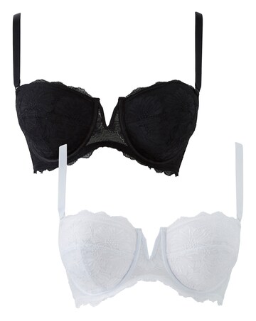 Pretty Secrets (2 Pack) Katie Padded Multiway Wired Bras (B-F) Black/White