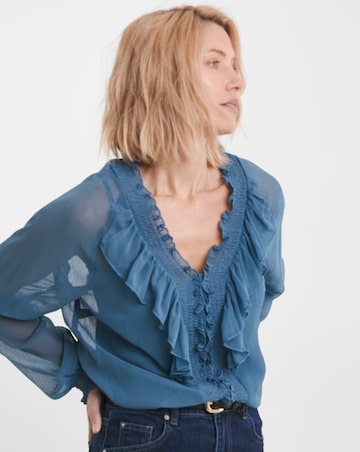 Ruffle Crinkle Chiffon Blouse