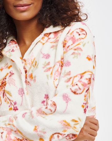Button Through Midi Dressing Gown Owl Print
