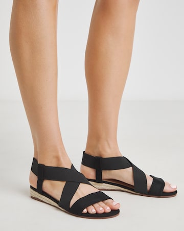 Dia Elasticated Low Wedge Espadrilles - Wide Fit (E)