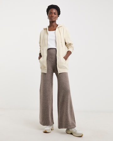 Oatmeal Longline Zip Hoodie