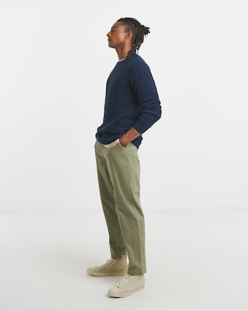 Dark Navy Cable Knit Crew Neck