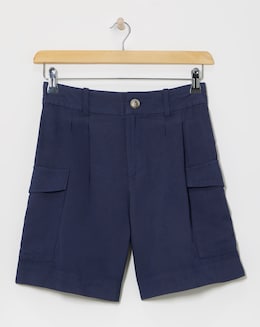 Navy Lyocell Rich Soft Utility Bermuda Shorts