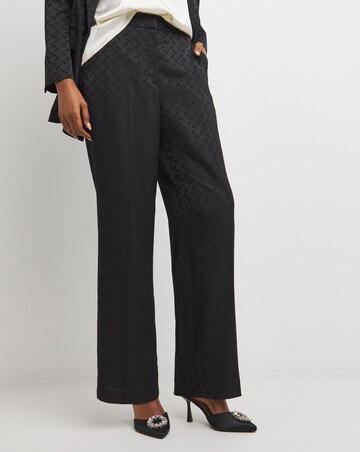 Satin Jacquard Wide Leg Trouser