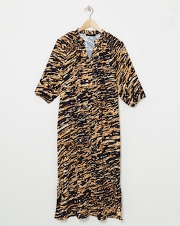 Printed Textured Fabric Kaftan Dress