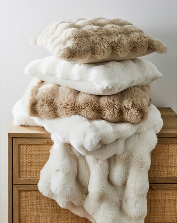 Bubble Faux Fur Cushion - Natural