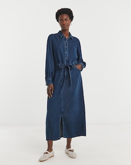 Mid Blue Lyocell Denim Midi Dress