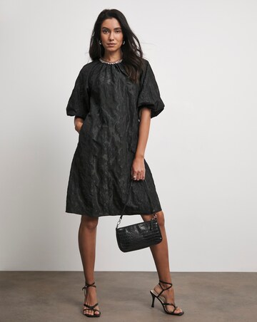 Joanna Hope Jacquard Shift Dress With Diamante Trim