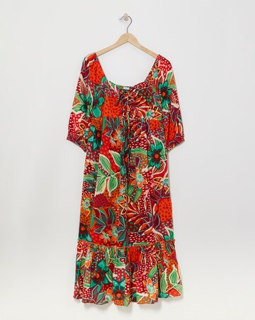 Viscose Smock Sundress With Neck Ties