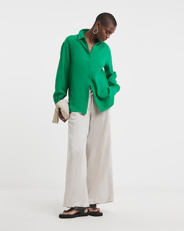 Pure Cotton Textured Relaxed Long Sleeve Shirt