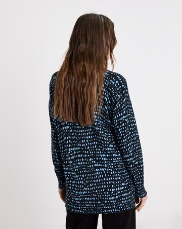 Blue Print V Neck Slouch Tunic