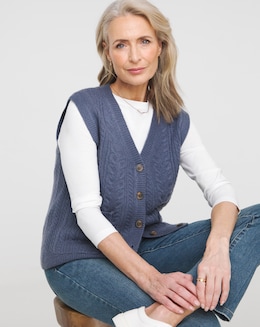 Julipa Cable Knitted Button Down Vest