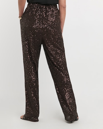 Chocolate Sequin Straight Leg Trouser