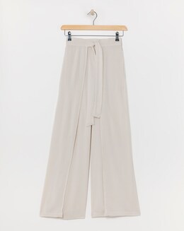 Cool Stone Crinkle Wide Leg Wrap Trousers