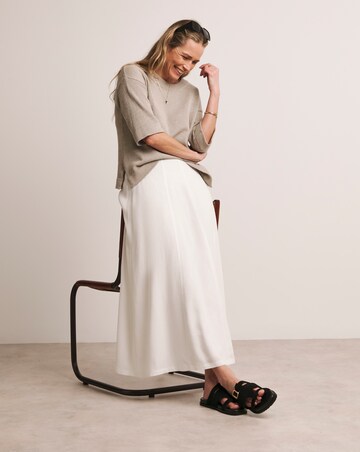 Anthology White Linen Seam Detail Maxi Skirt
