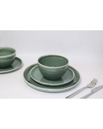 Waterside Green Reactive Glaze 12 Piece Dinner Set