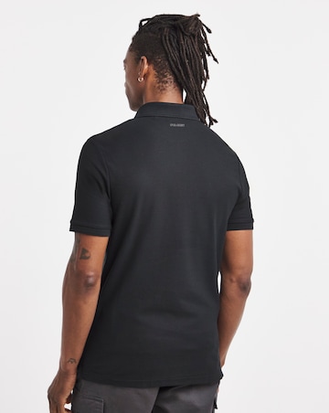 Lyle & Scott Short Sleeve Ottoman Half Zip Polo - Black
