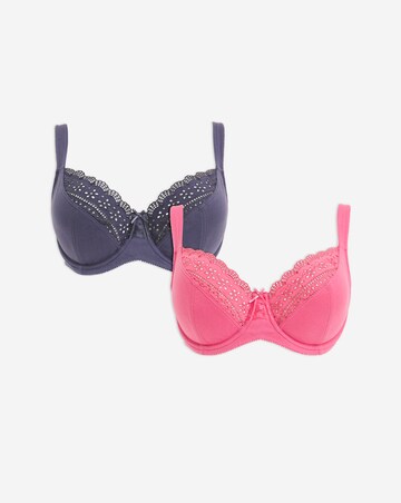 Pretty Secrets 2 Pack Jane Full Cup Wired Bras C-J - Graphite/Pink