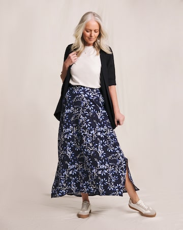 Julipa Blue Printed Jersey Midi Skirt
