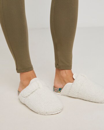 Fawn Borg Closed Toe Slipper With Printed Footbed - Wide Fit (E)