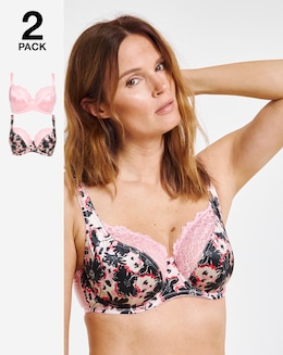 Pretty Secrets 2 Pack Laura Floral Full Cup Wired Bras B-H