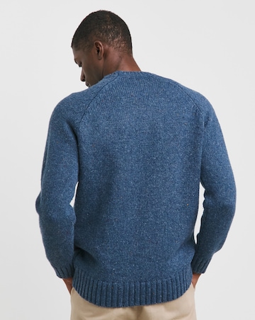 Blue Chunky Nep Wool Blend Crew Neck