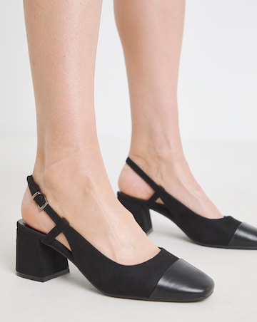 Heavenly Soles Tegan Low Block Heel Slingback Shoes - Extra Wide Fit (EEE)