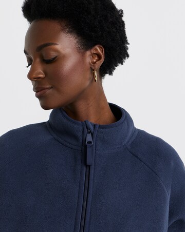 Navy Zip Through Longline Fleece