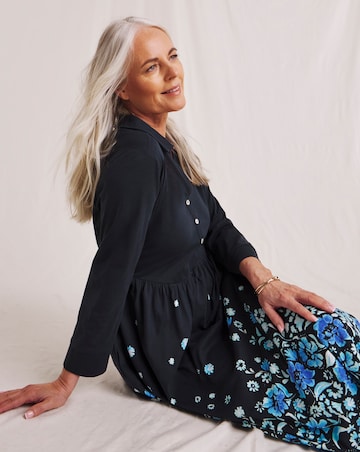 Julipa Pure Cotton Border Print Jersey Shirt Dress
