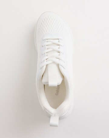 Cushion Walk White Lace Up Trainers -Wide Fit (E)