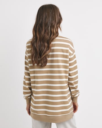 Stripe Side Zip Longline Sweatshirt