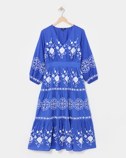 Embroidered Smock Dress